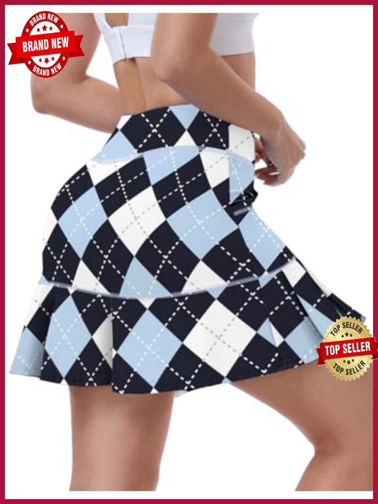 Women's Athletic Tennis Skort With Pockets Built-In Shorts Moisture-Wicking